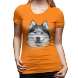 Womens Graphic T-Shirt Siberian Husky Flowy Round Neck Short Sleeve Tops