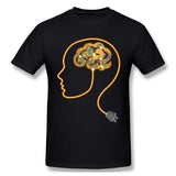 Cotton T Shirt for Men Charging Brain Neurofeedback Cool Crew Neck Short Sleeves Shirt