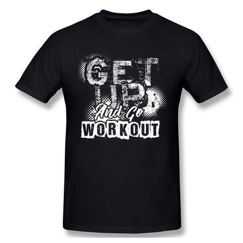 Men's Graphic T Shirt Get Up And Go Workout For Dark Breathable O-Neck Short Sleeves Tees