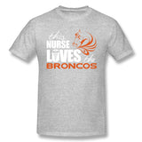 Men's Casual T-shirt This Nurse Loves The Broncos Breathable Crew Neck Short Sleeves Tees