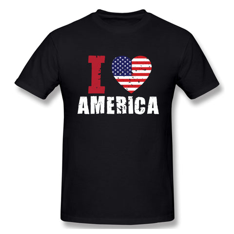 Men's Graphic T Shirt Love America Style O-Neck Short Sleeves Blouse Tops