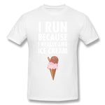 Cotton T Shirt for Men I Run Because I Really Like Ice Cream Comfortable Round Neck Short Sleeves Shirt