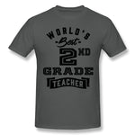 Mens Novelty T-Shirt World's Best 2nd Grade Teacher Breathable O-Neck Short Sleeves Shirt