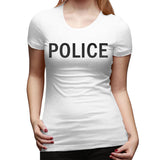 Womens Graphic T-Shirt POLICE Comfy O-Neck Short Sleeve Tee