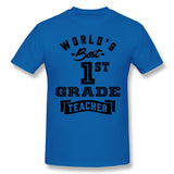 Men's Casual T-shirt World's Best 1st Grade Teacher Cool O-Neck Short Sleeves Tees